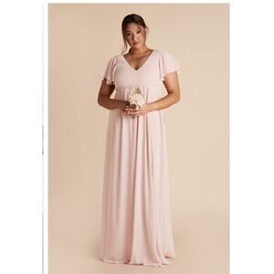 NWT Birdy Grey Hannah Chiffon Pale Blush Flutter Sleeve Dress Bridesmaid Sz 2X